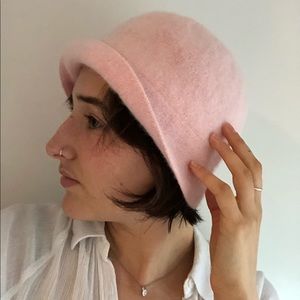 PASTEL PINK ANGORA BUCKET HAT
